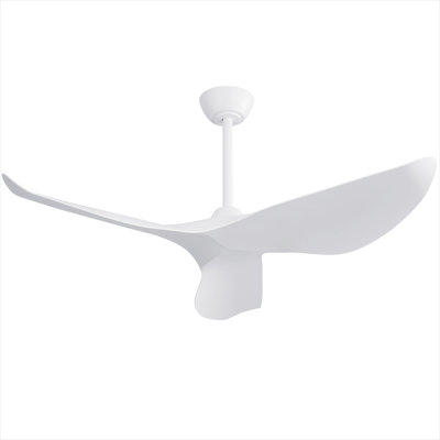 Ventilateur de plafond intérieur / extérieur moderne de 38 pouces avec moteur à courant continu et télécommande, ABS blanc doux