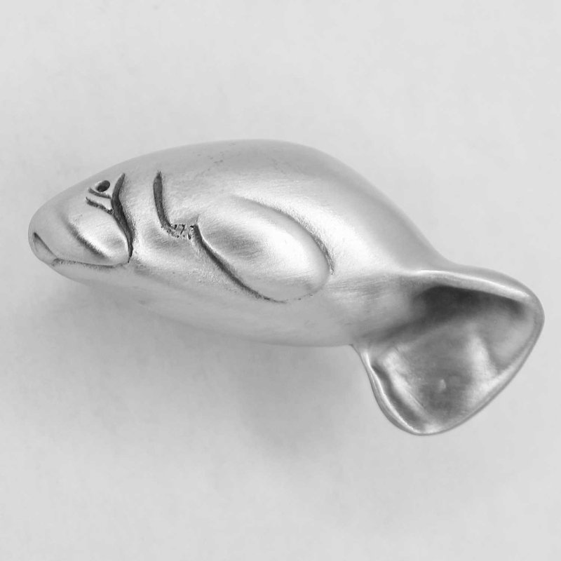  2 3/8" Manatee Knobs - Matched Pair - Left and Right Facing, Brushed Nickel