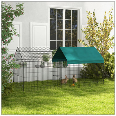 Parc pour enfants de 87 pouces avec toit pour l'intérieur et l'extérieur, parfait pour les lapins, les poulets et les chinchillas