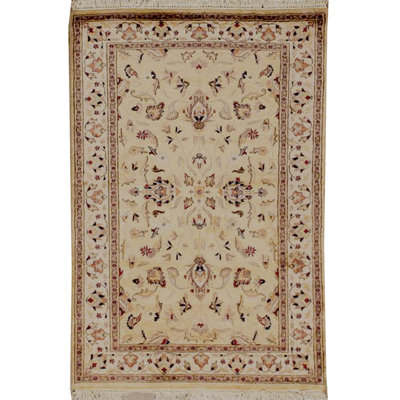 Tapis beige et ivoire de haute qualité noué à la main