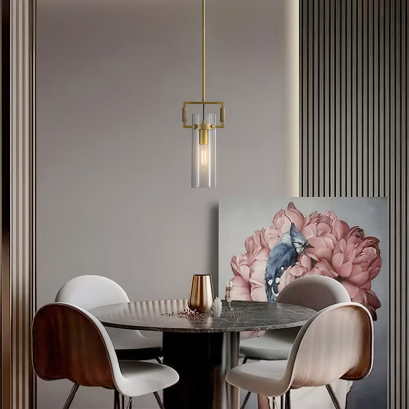 Luminaire suspendu pour îlot de cuisine en laiton moleté à 1 lumière Brophy Caddens (ampoule incluse), Doré