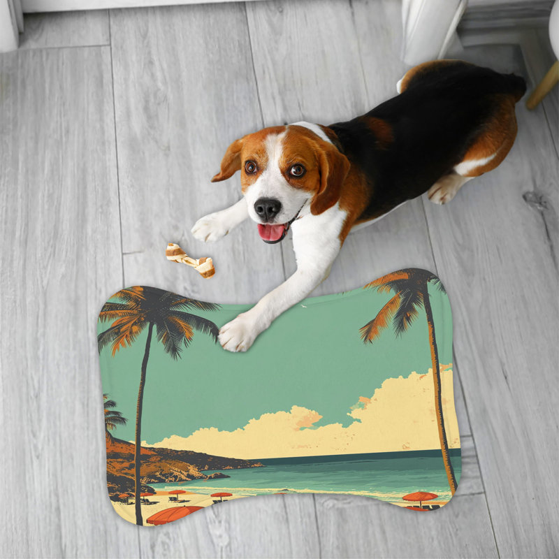 Old-World Hawaiian Beach - Bone Shape Feeding Mat