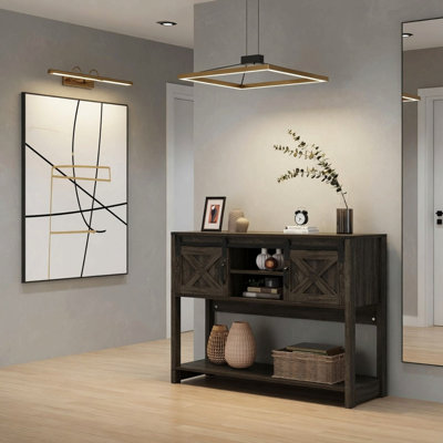 46" Modern Farmhouse Entryway Table with Storage & Sliding Barn Door