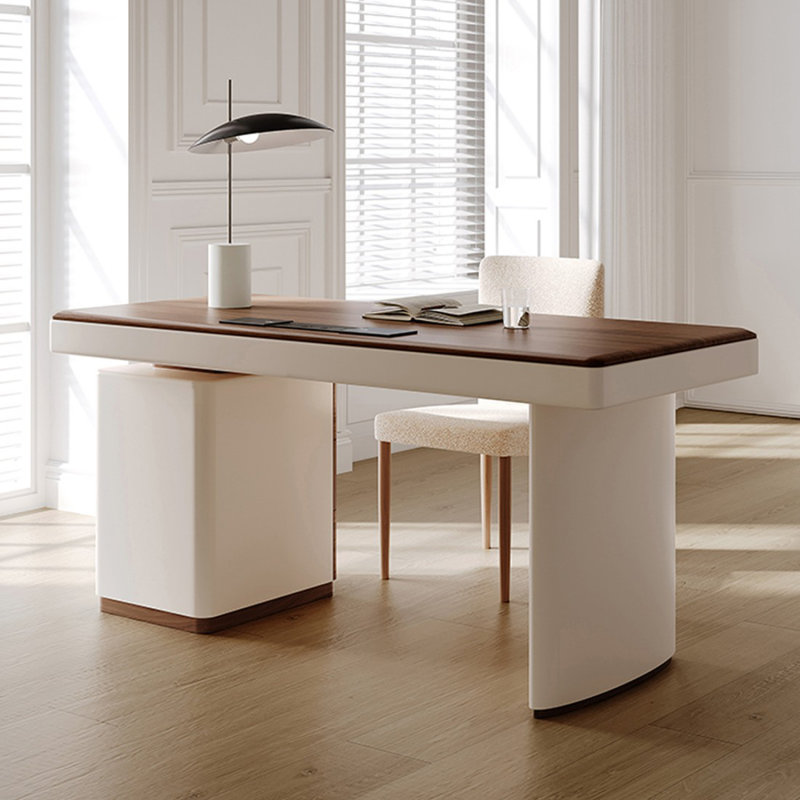 Bureau de direction rectangulaire en bois manufacturé brun noisette, 29.53" H x 55.12" W x 27.56" D