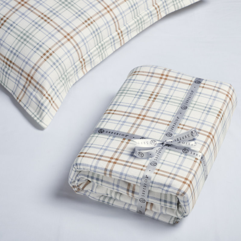 Ensemble de housse de couette 100% coton écossais moderne, Housse de couette double / grand + 2 taies décora, Rouille verte