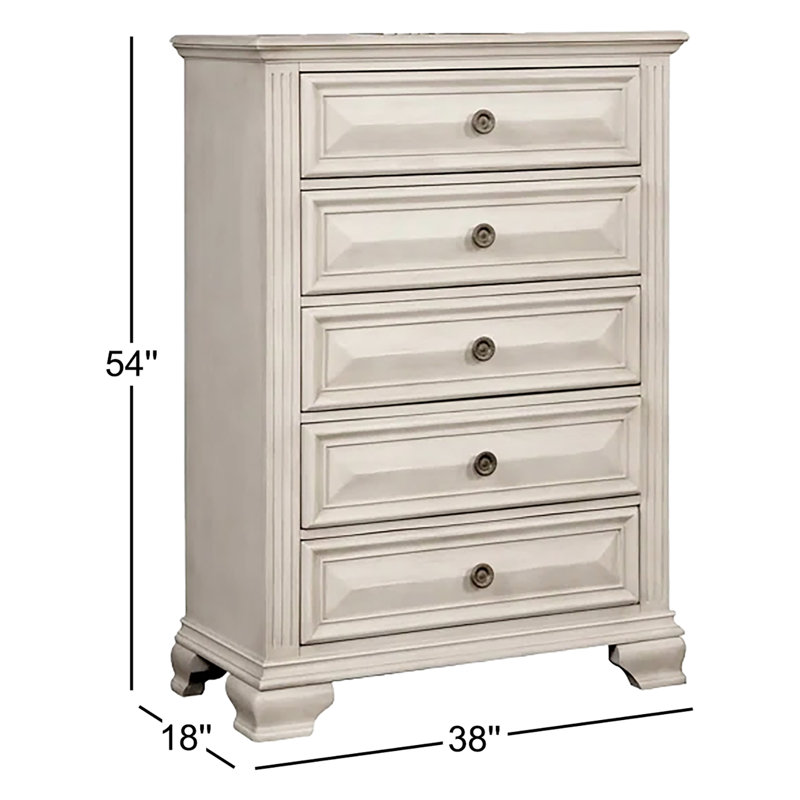 Commode à 5 tiroirs, Parchemin vieilli