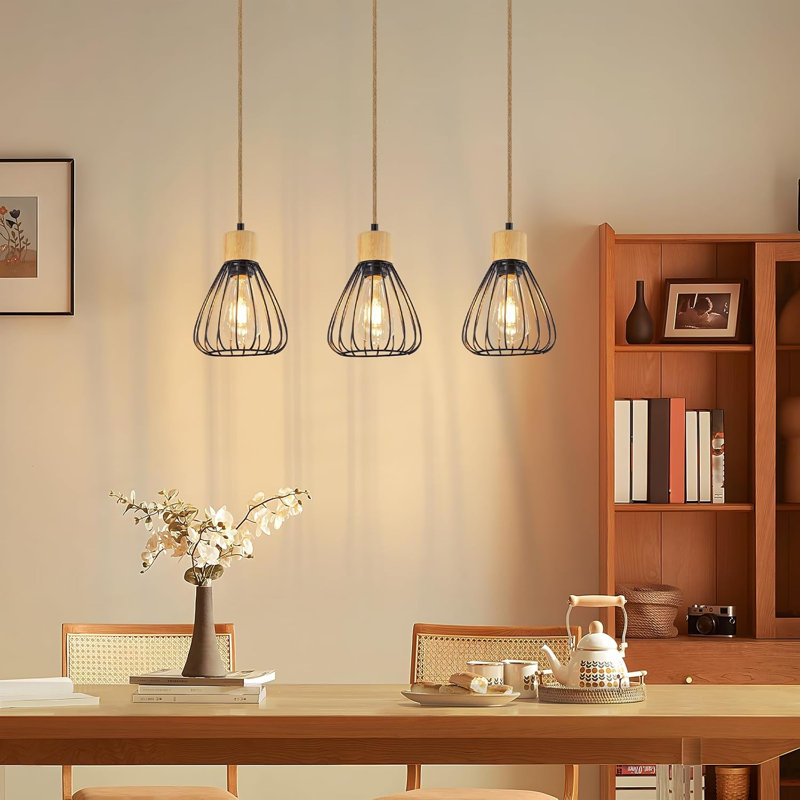 3-Light Black Kitchen Island Pendant