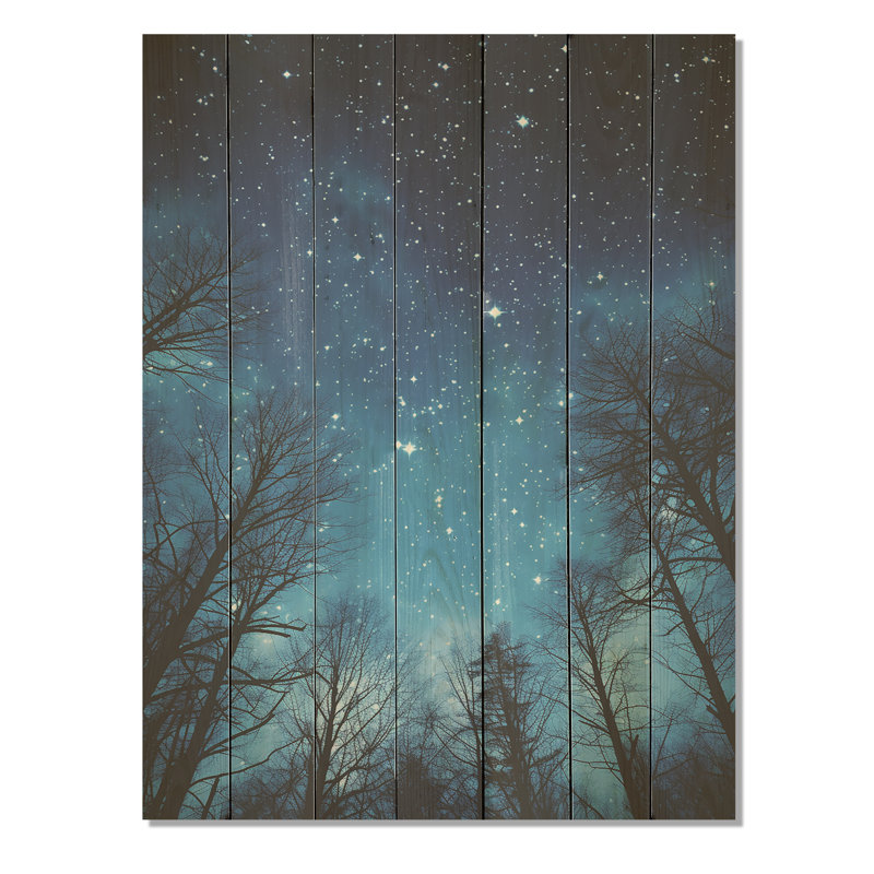 Bleu nuit étoilée bleue - impression de ciel sur bois, H 20 po x l 10 po