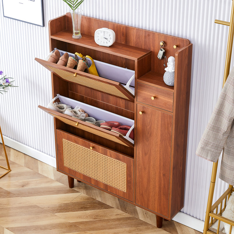 Armoire à chaussures moderne minimaliste en panneau de fibres à densité moyenne pour le rangement de hall d'entrée nordique et industriel | Idée de cadeau