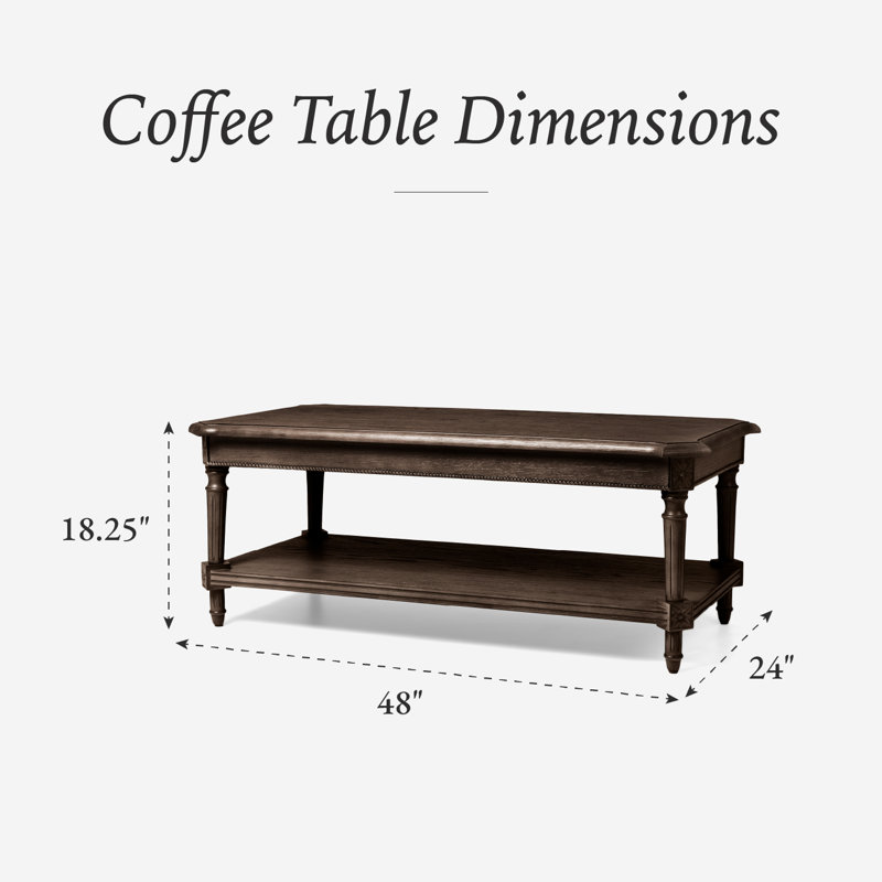 Maven Lane Pullman Traditional Rectangular Wooden Coffee Table In Antiqued Brown Finish, Antiqued Brown