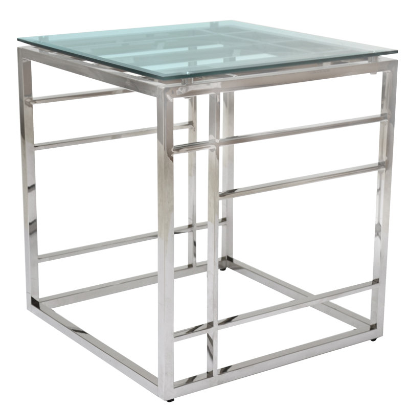 Thunderbolt Glass Top Frame End Table
