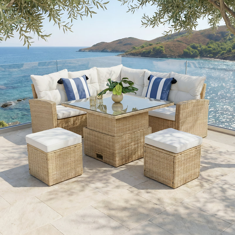 St.Tropez - Garden Corner Sofa In Rattan, White, Natural