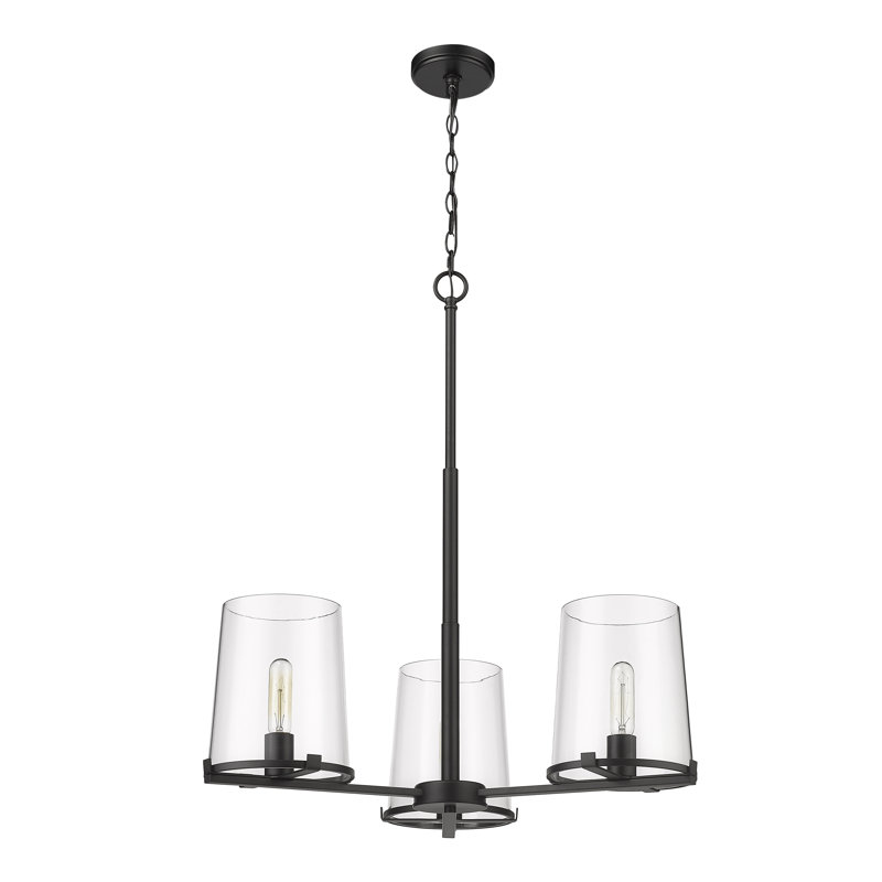Lustre 3 lumières Asine, Noir mat