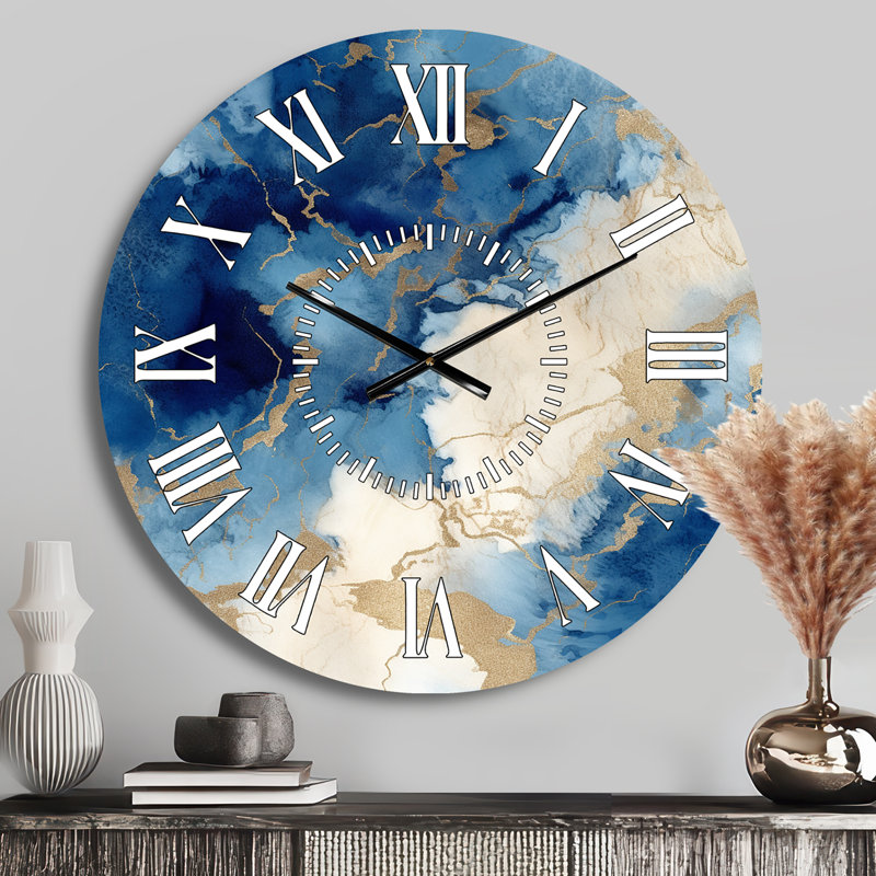 Horloge murale bleue et dorée, Médium