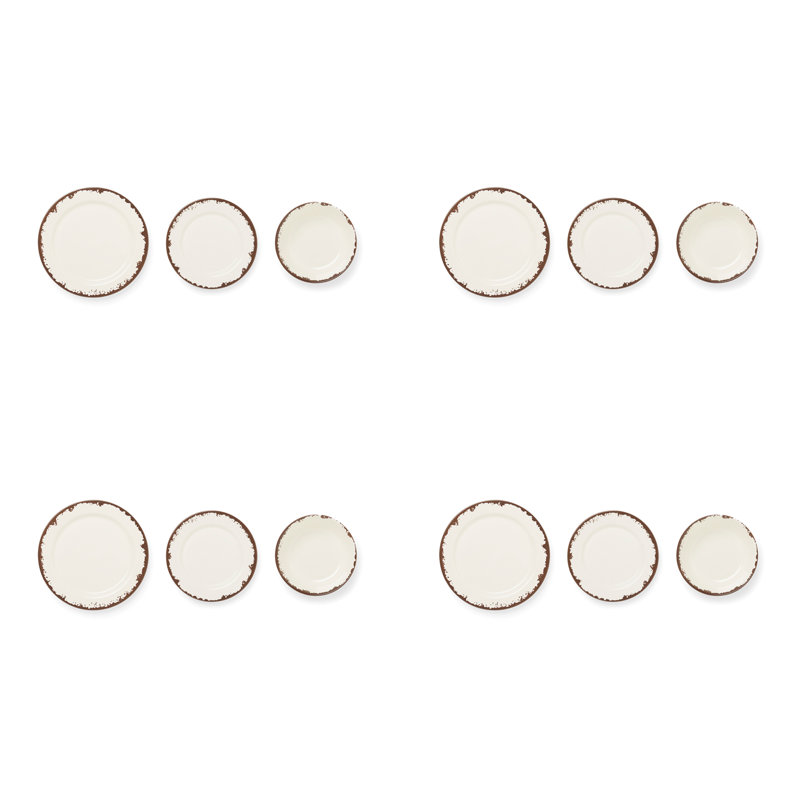 Darren 12 Piece Melamine Dinnerware Set - Service for 4, Ivory