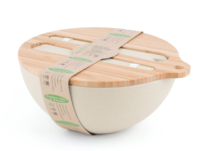 Winston Porter Burrough Wood Salad Bowl, White