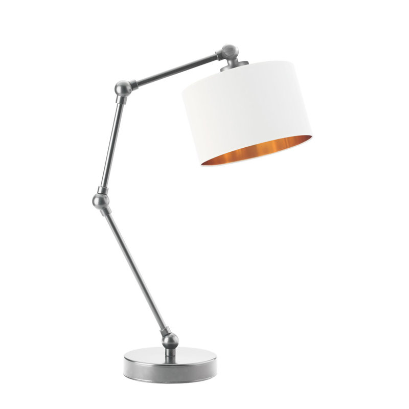 Asmara Adjustable Metal Desk Lamp, White, Silver