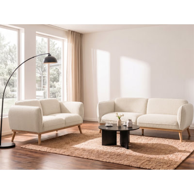 2 Piece Boucle Standard Living Room Set