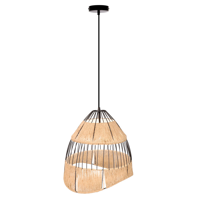 Aarunya 19"W Asymmetrical Open Cage Jute Pendant Light