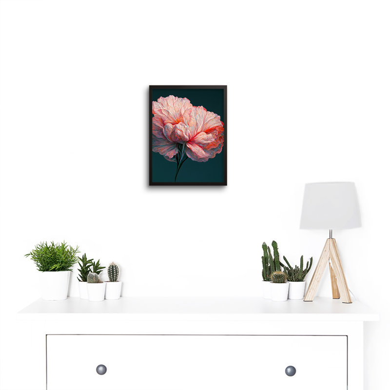 Single Stem Pink Carnation Abstract Flower - Single Picture Frame Print