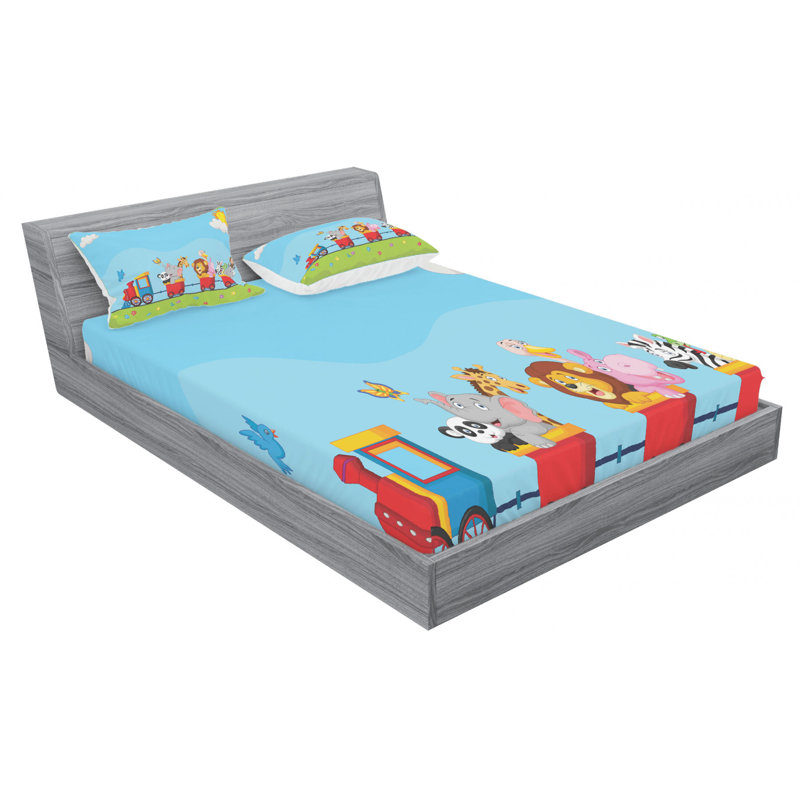 Cartoon Microfiber Sheet Set, Full Sheet Set + Fitted Sheet + 2 Pillowcases