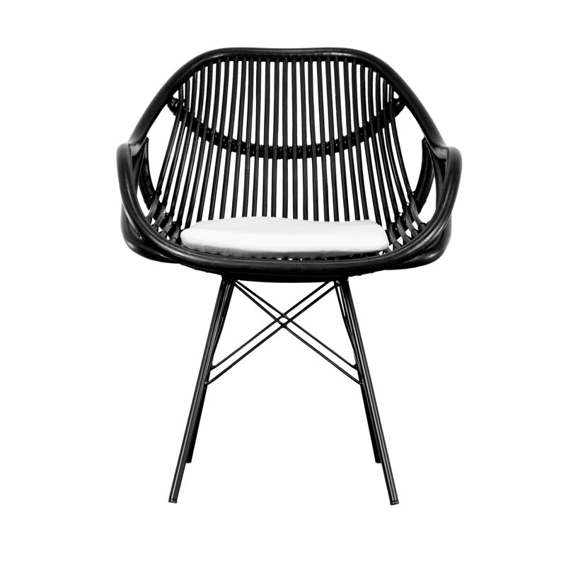 Stockholm Upholstered Arm Chair, Black