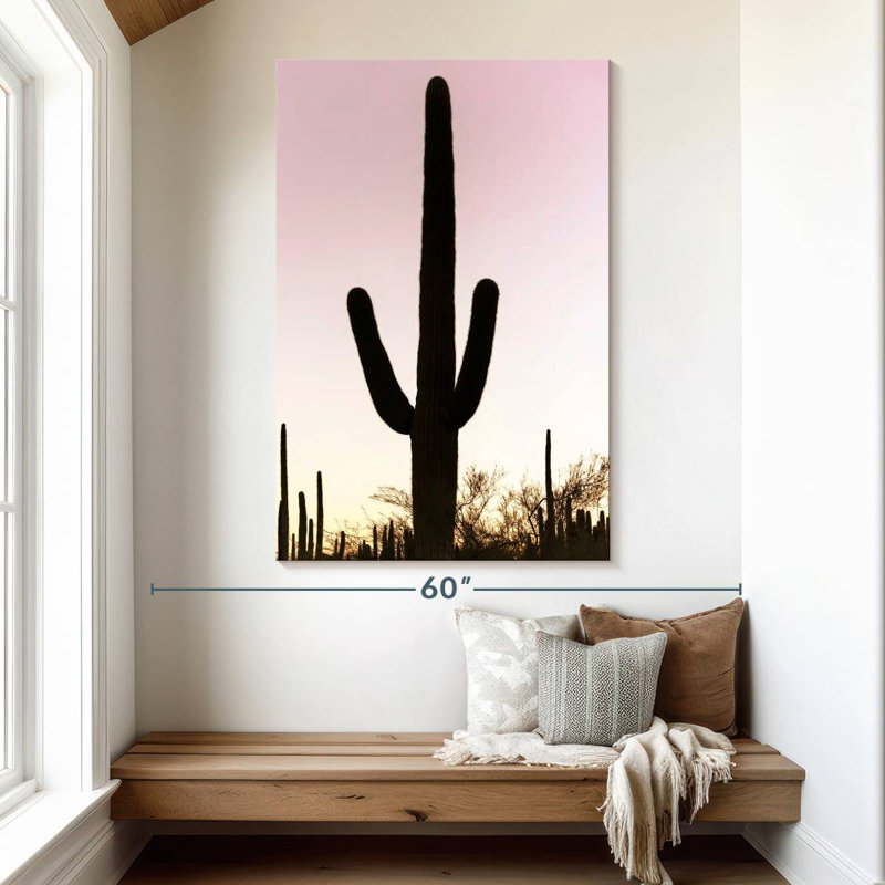 Harnek cactus rose coucher de soleil, H 51 po x l 34 po