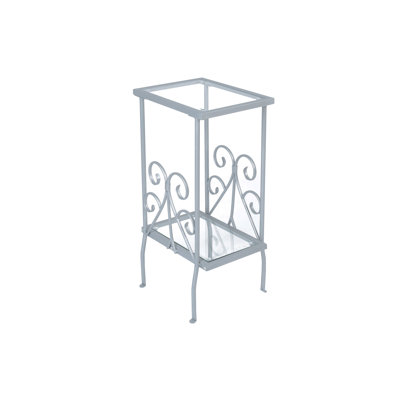 Accent Table, Side, End, Nightstand, Lamp, Living Room, Bedroom, Tempered Glass, Grey Metal, Transitional