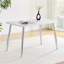 Table de salle à manger rectangulaire l 47,3 po x l 27,5 po - Verre trempé + panneau de fibres à densité moyenne à texture marbre - Pieds fuselés en métal - Pour 4 à 6 personnes - Salle à manger minimaliste-637742719-648120277