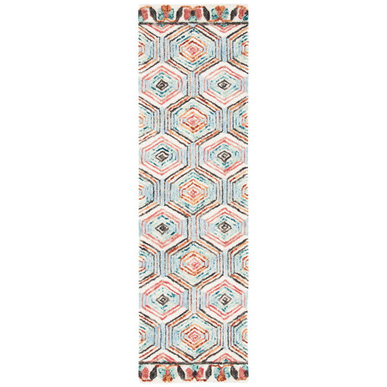 Tapis ivoire / bleu clair en laine Brashear