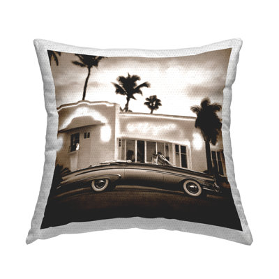 Running on Tropical Beach Outdoor Printed Pillow by Noah Bay