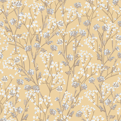 Blossom Branches Yellow Wallpaper