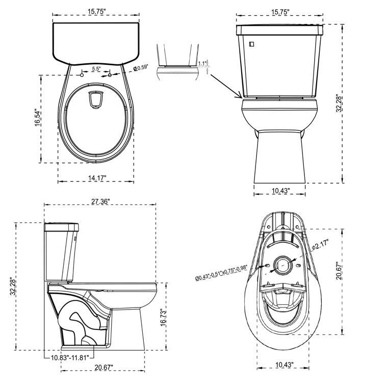 TOBILI 1.28 GPF Round Two-Piece Toilet (Seat Included) - Wayfair Canada