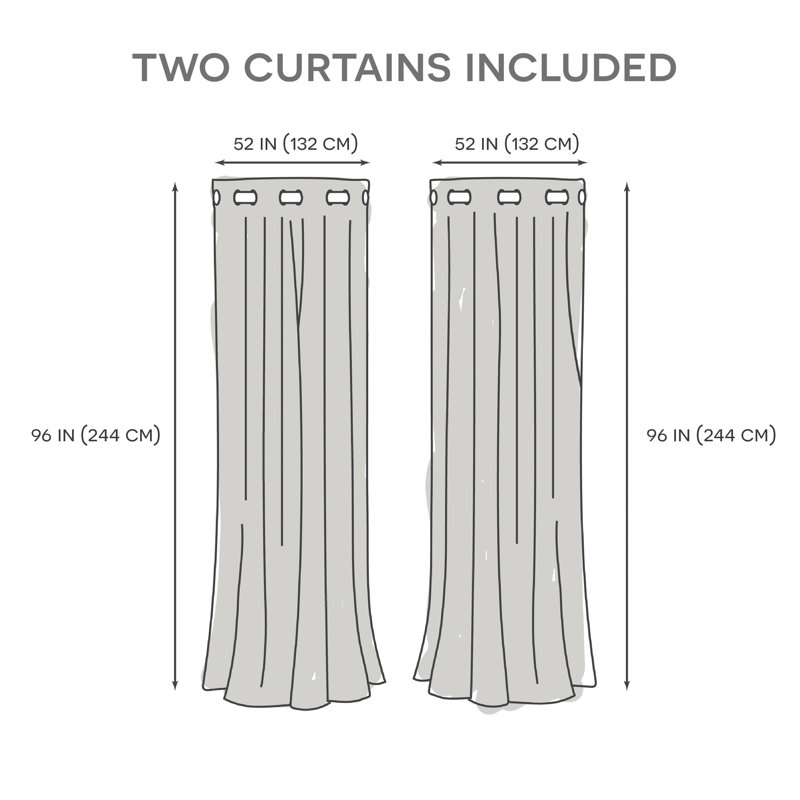 Mcmanus Room Darkening Thermal Grommet Curtain Panels, 52" W x 96" L, Vanilla