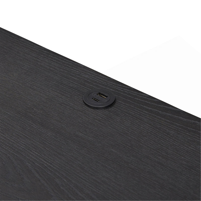Petite table de chevet avec 2 tiroirs, Noir