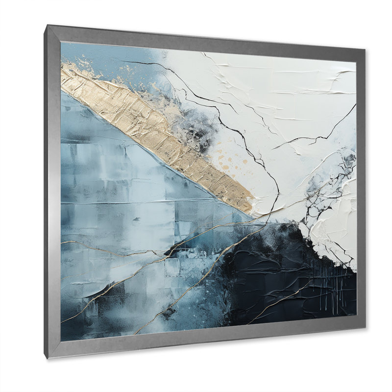 Minimalisme noir et blanc peint coin III - reproduction sur toile abstraite, H 30 po x l 30 po x P 1 po, Cadre photo argenté