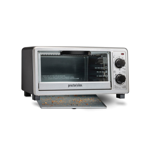 Proctor Silex Black and Silver 4-Slice Toaster Oven Broiler