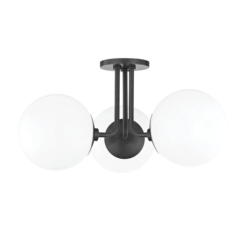 Luna Glass Semi Flush Mount, Old Bronze