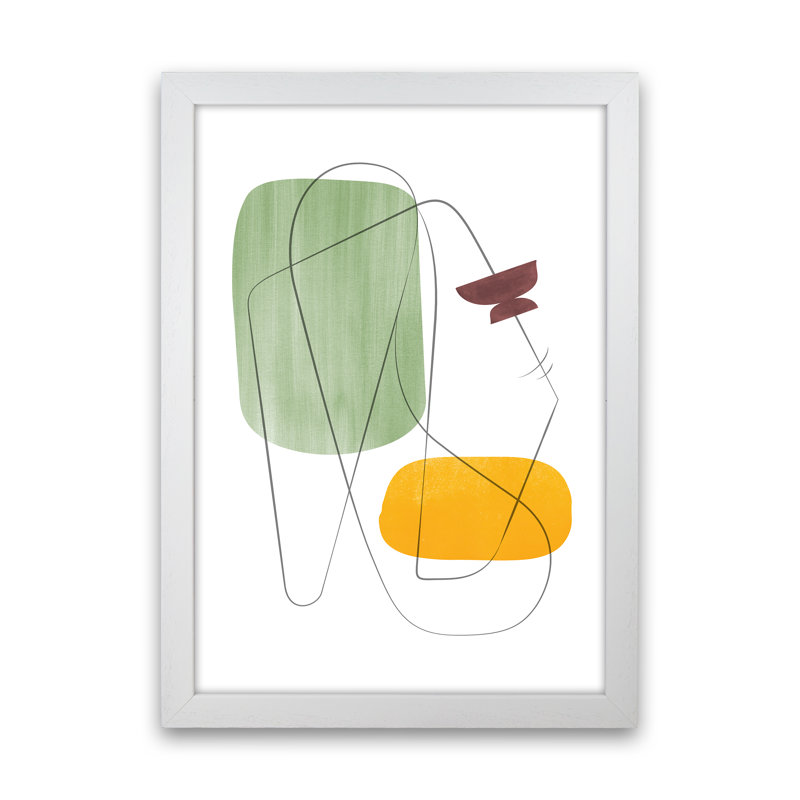 Abstraction With Grey Lines IX - Print, White Framed, 63cm H x 46cm W x 3cm D