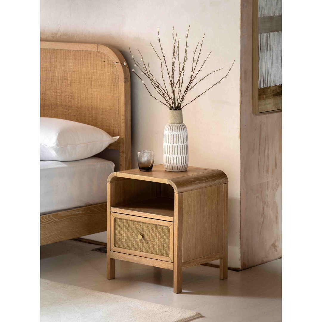 50cm W Solid + Manufactured Wood Bedside Table