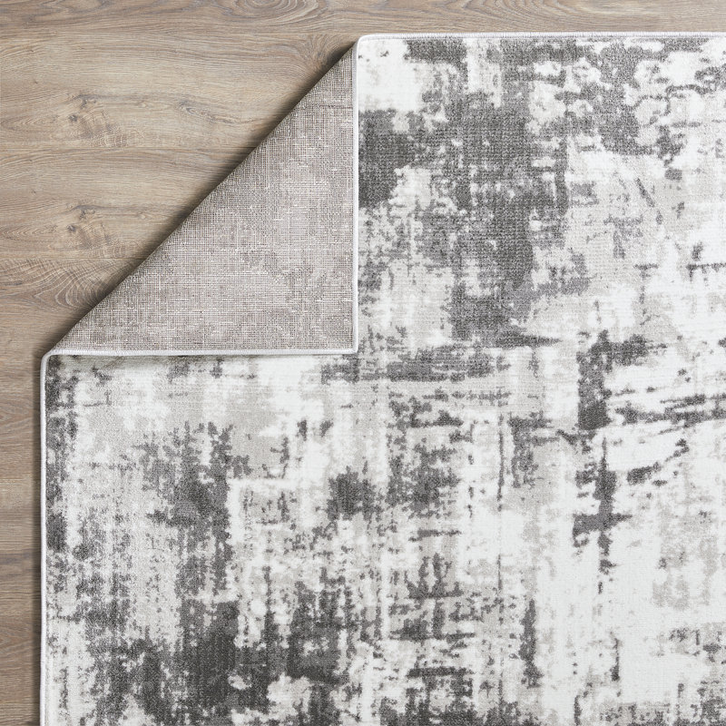 Tapis abstrait en polypropylène tissé à la main Sharitta, Rectangle 7 pi 10 po x 9 pi 10 po