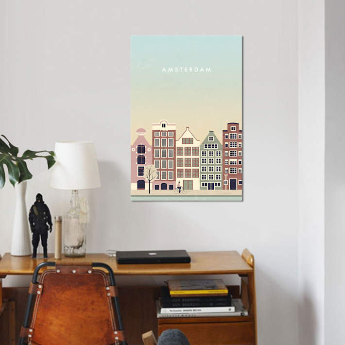 « amsterdam », impression sur toile, H 40 po x l 26 po x P 1,5 po, Pas de tapis, Toile tendue