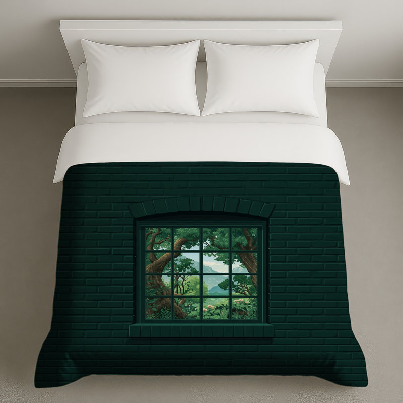 Brick Wall Window View Duvet Covers, King