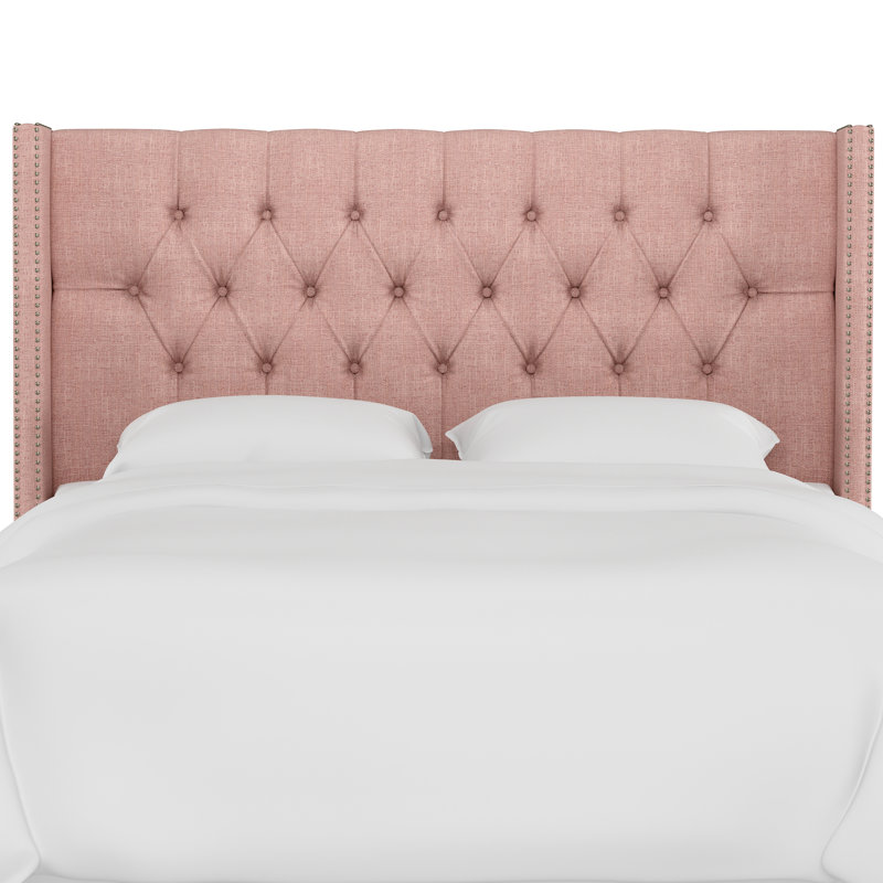 Knighten Upholstered Headboard, Zuma Rosequartz Textured Linen, California King