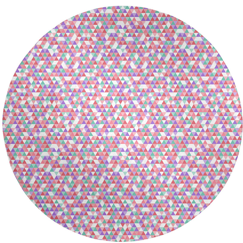 Chenille Geometric Indoor Rug, Round 5'