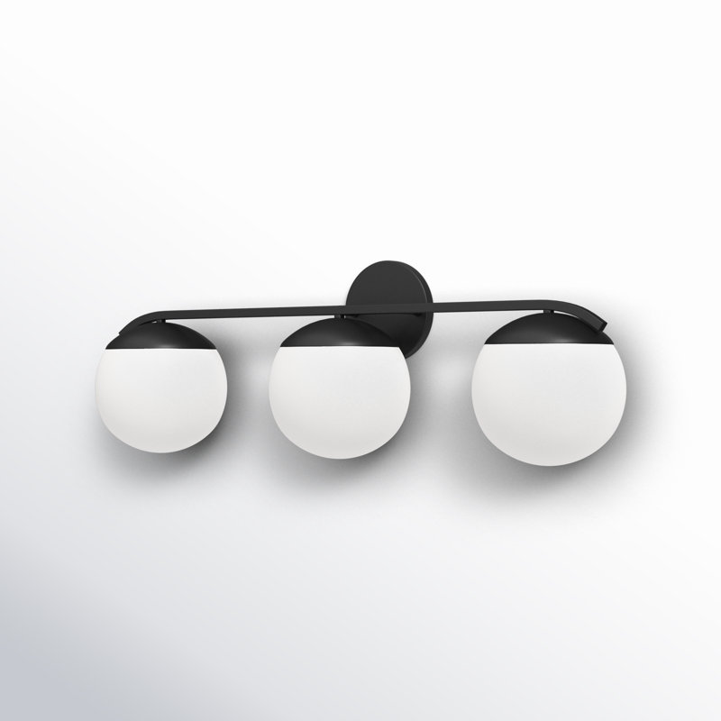 3 Light Frosted Dimmable Vanity Light, Matte Black