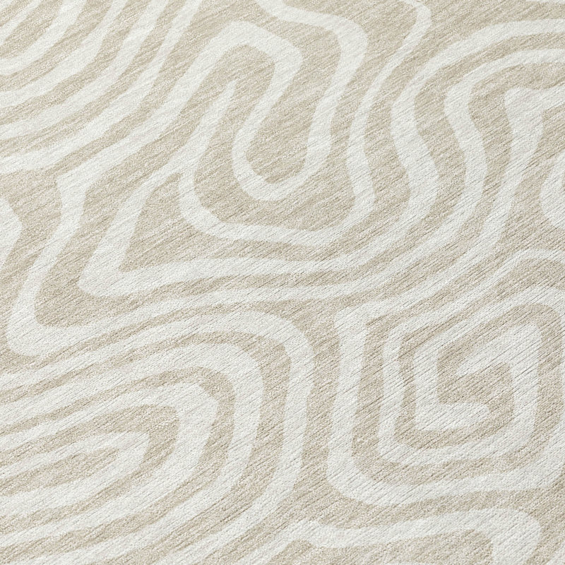 Evalora Beige Washable Indoor-Outdoor Rug - , 8' x 10'