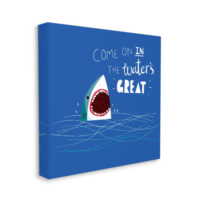 «The Waters Great Expression Beach Shark» par Michael Buxton - impression d'art graphique, Toile tendue