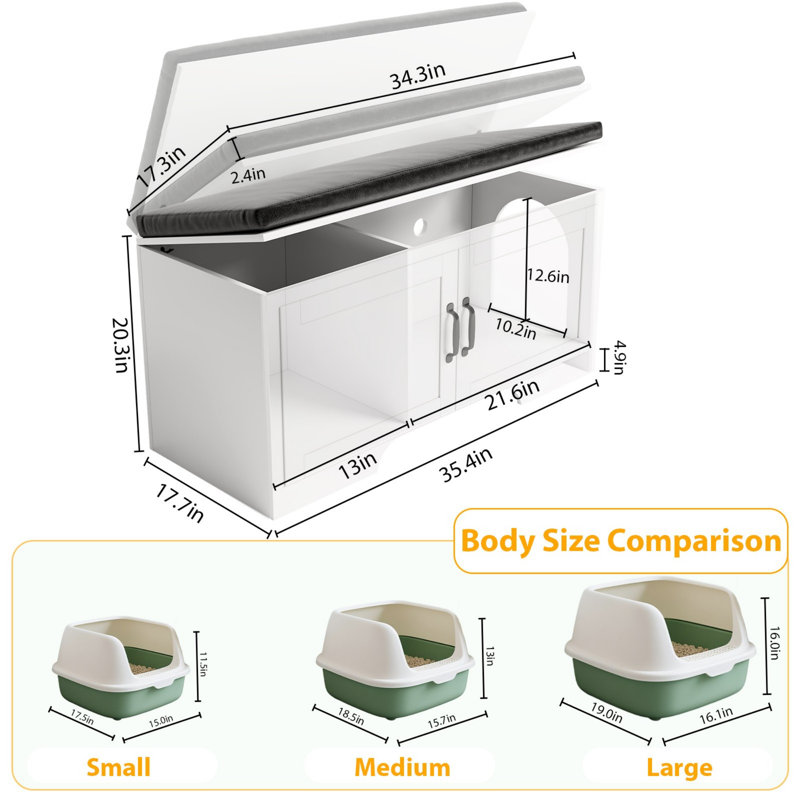 Hidden Litter Box Enclosure Bench