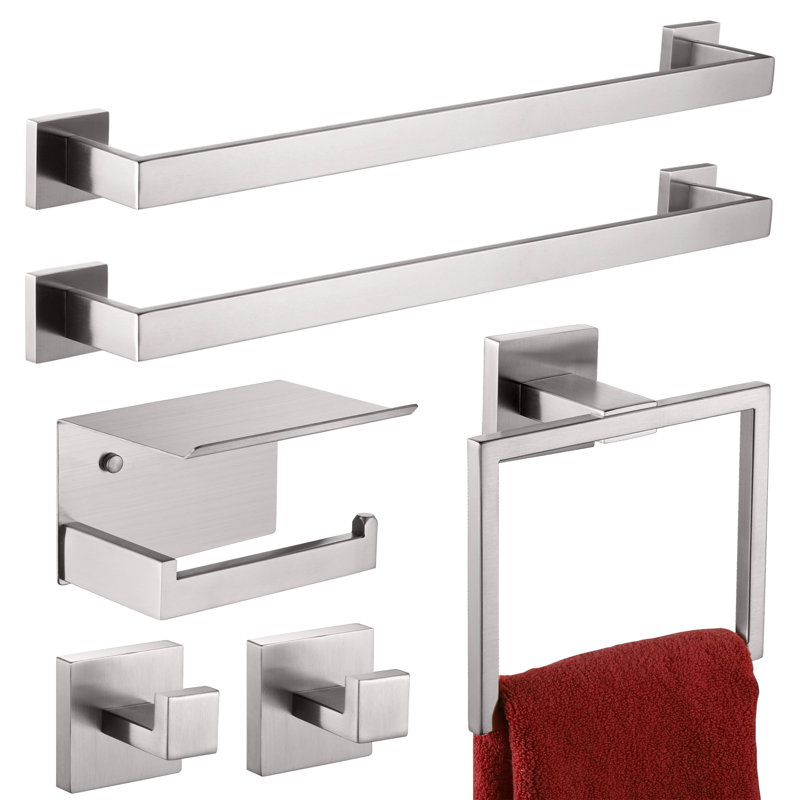 6 Piece Bathroom Hardware Set, Stainless Steel/Brushed Nickel